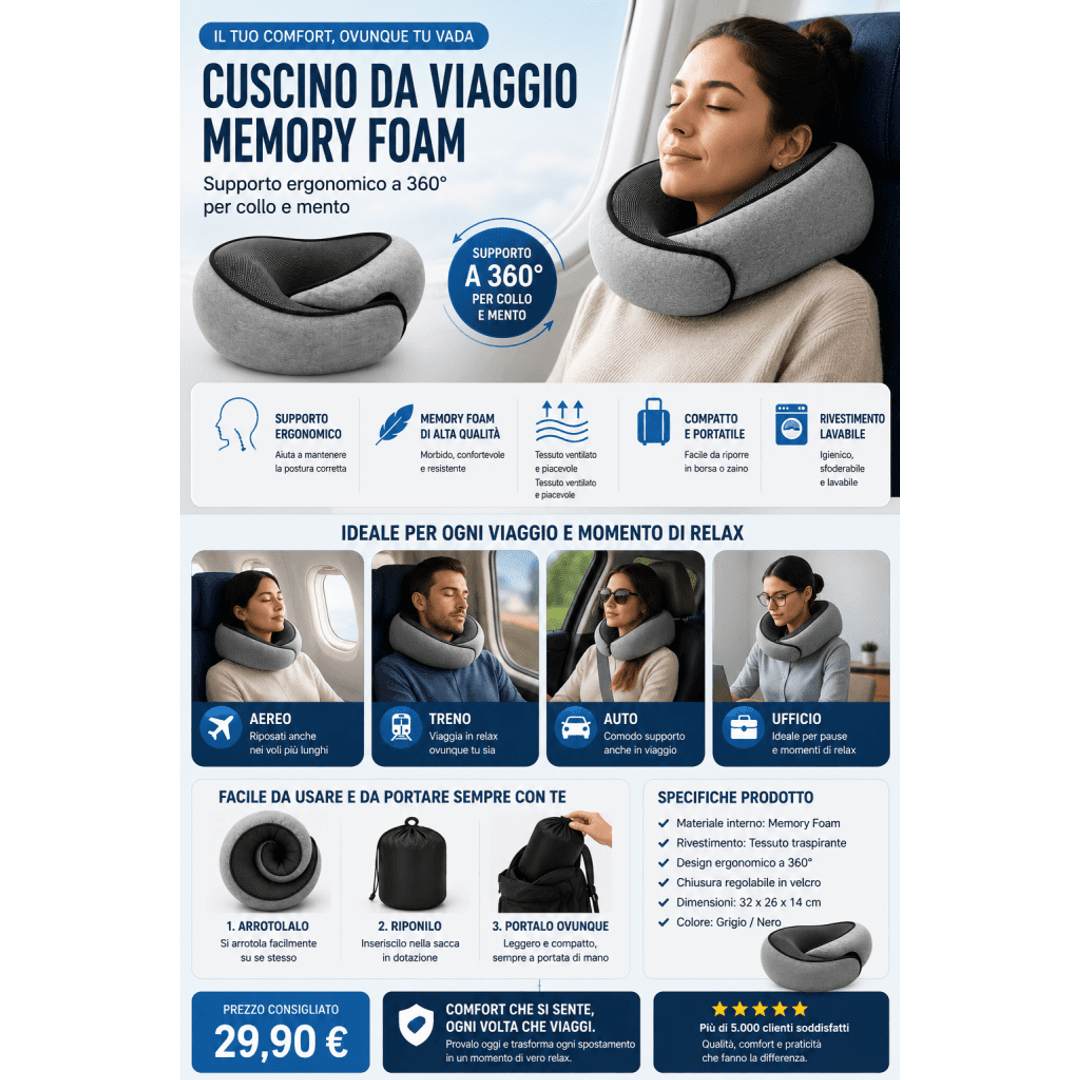 Cuscino da Viaggio Memory Foam – Supporto Collo Ergonomico 0ibj8a-wi cuscino-da-viaggio-memory-foam-supporto-collo-ergonomico aereo, auto, benessere, cura del corpo, cuscino a u, cuscino collo, cuscino memory foam, cuscino memory foam viaggio, CUSCINO VIAGGIO, ergonomico, lavabile, Neck Pillow, promo, relax, sfoderabile, smart working, supporto cervicale, Travel Pillow, treno, ufficio, viaggi lunghi