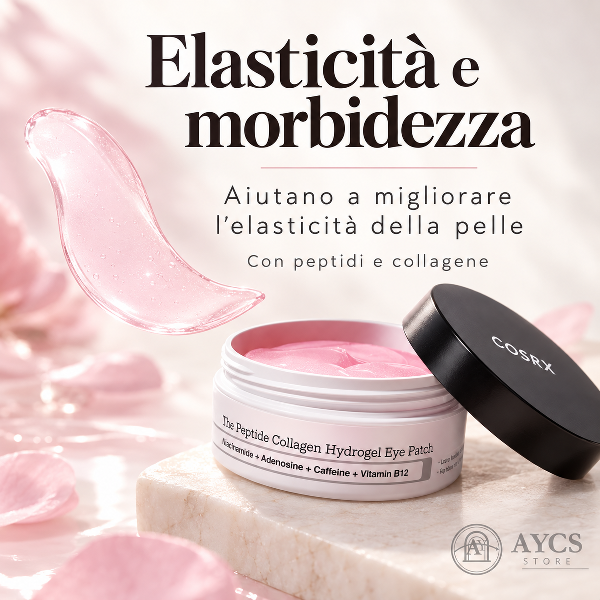 Confezione COSRX di patch occhi in idrogel con un patch rosa