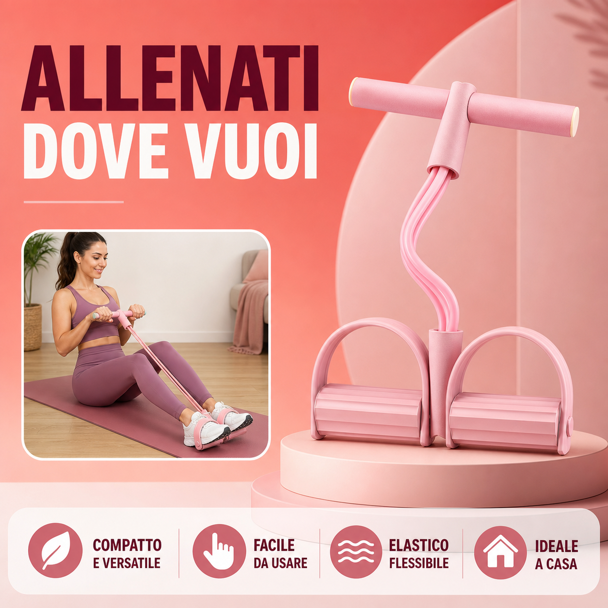 Fasce di Resistenza a 6 Tubi – Kit Elastici Multifunzione per Allenamento Fitness, Yoga e Palestra