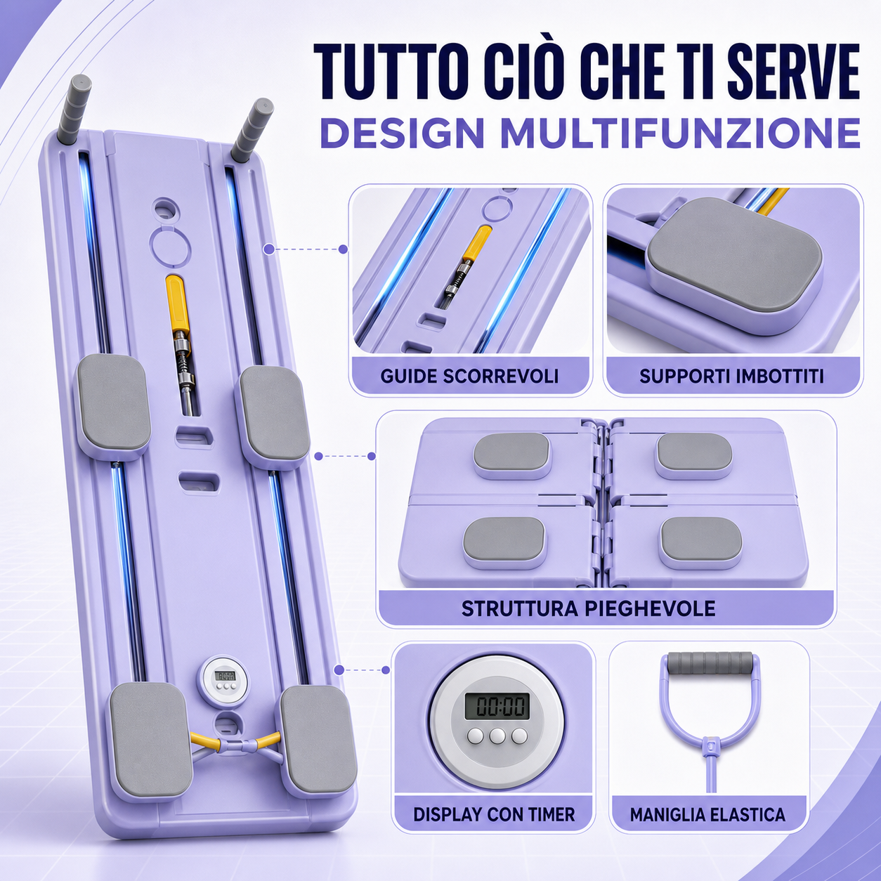 Tavola Pieghevole Multifunzione per Fitness – Allenamento Addominali, Core e Corpo Completo