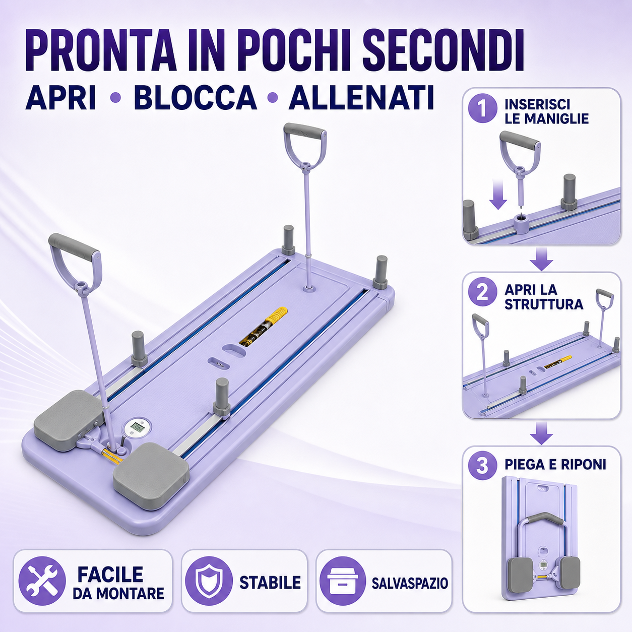 Tavola Pieghevole Multifunzione per Fitness – Allenamento Addominali, Core e Corpo Completo