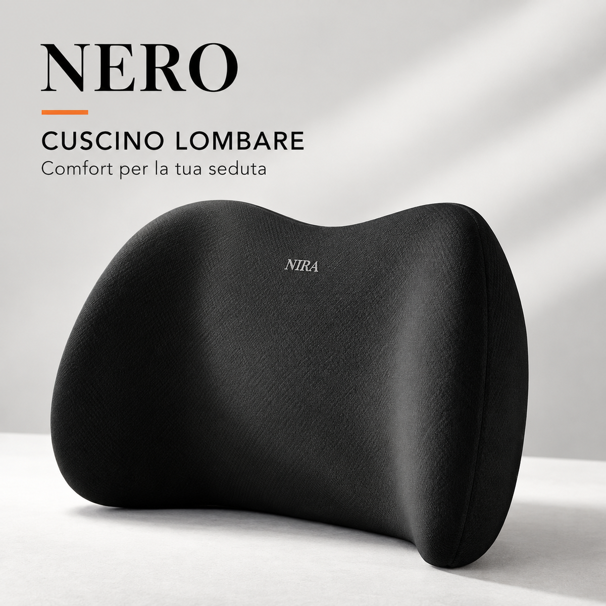 Cuscino lombare ergonomico nero in memory foam