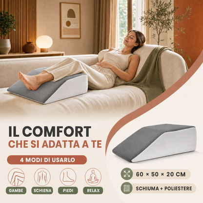 Cuscino a cuneo 60x50x20 cm per riposo e relax su poltrona e divano