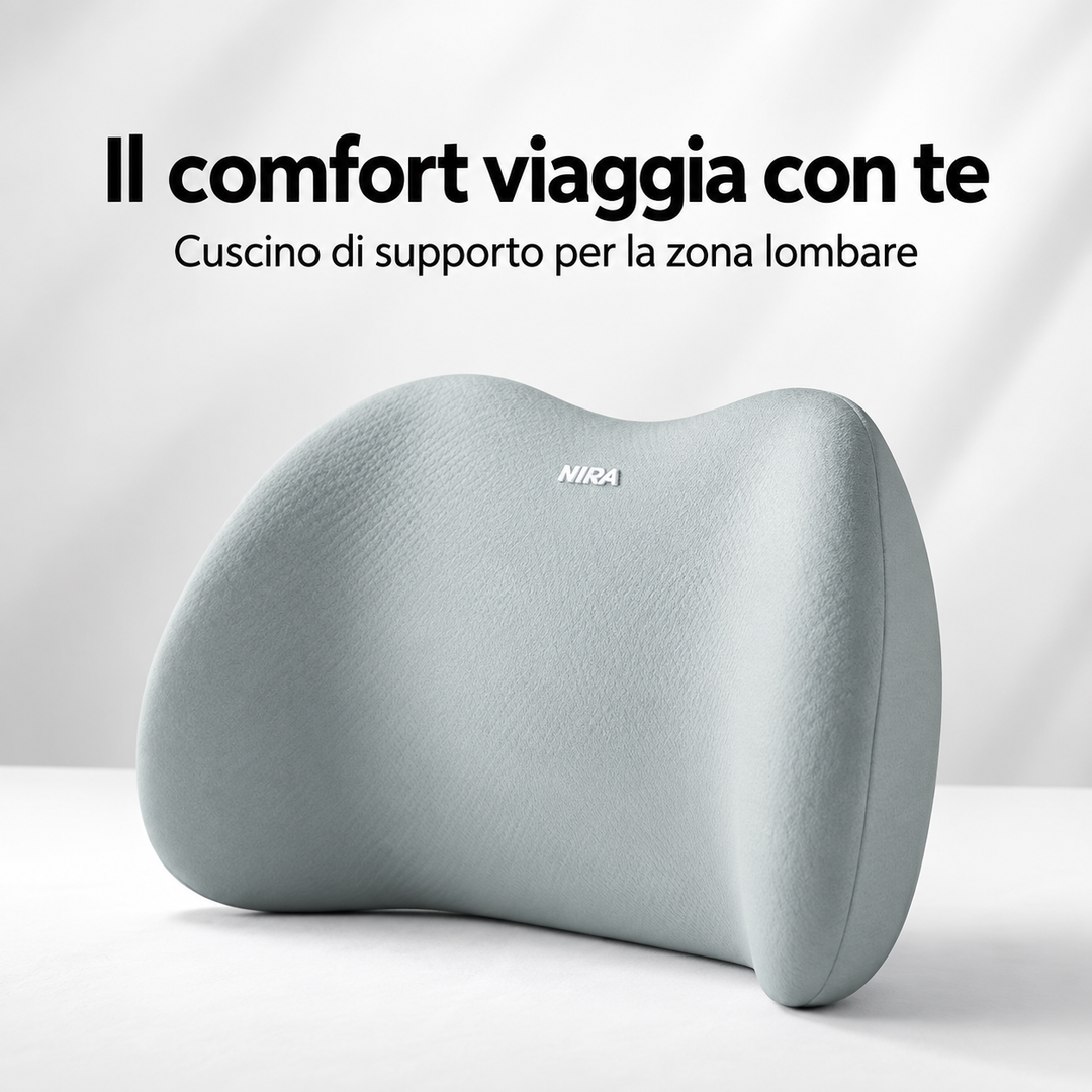 Cuscino lombare ergonomico in memory foam grigio – supporto schiena per sedia da ufficio e auto