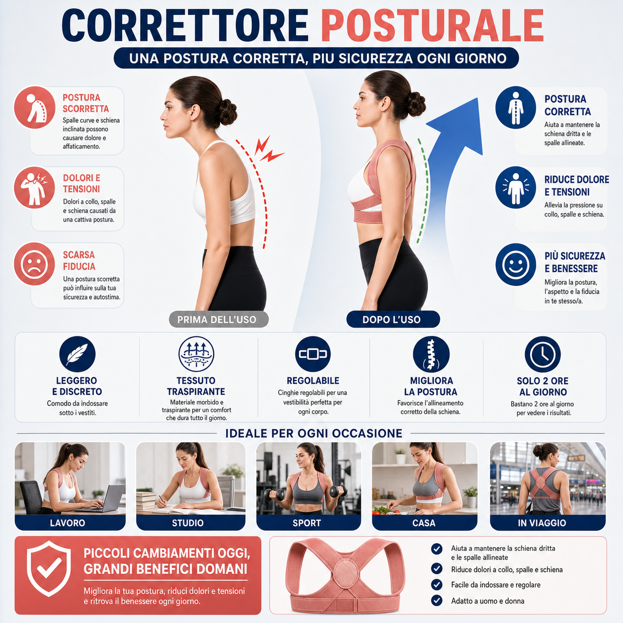 PostureFix™ AYCS correttore posturale traspirante per uomo e donna