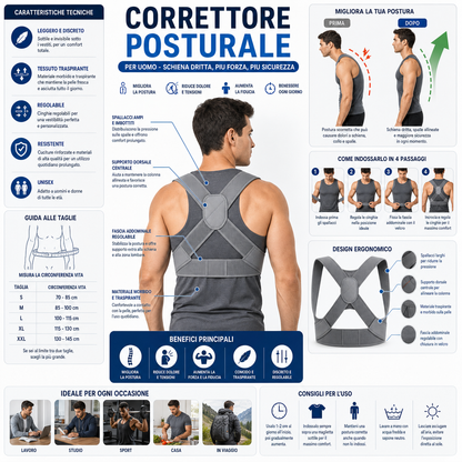 PostureFix™ AYCS correttore ergonomico invisibile sotto i vestiti