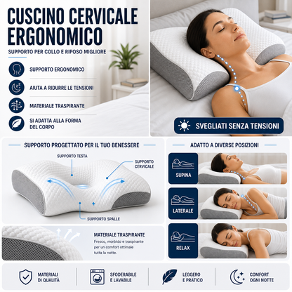 NeckCloud™ AYCS cuscino cervicale ergonomico memory foam per sonno rigenerante