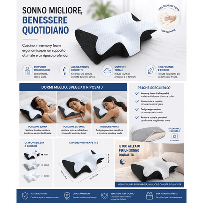 Cuscino Cervicale Ergonomico – Dormi meglio e svegliati senza tensioni al collo Cuscino per cervicale 0ibj8a-wi cuscino-cervicale-ergonomico-supporto-per-collo-e-riposo-migliore cervicale, cuscino, cuscino ergonomico, cuscino memory foam, cuscino ortopedico, cuscino per cervicale, dolore collo, maldicollo, promo, sonno migliore, supporto cervicale