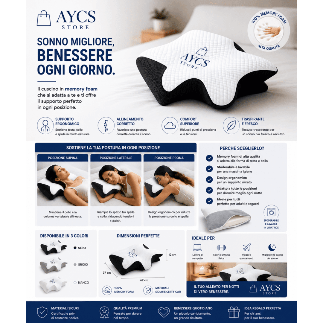 Cuscino Cervicale Ergonomico – Dormi meglio e svegliati senza tensioni al collo Cuscino per cervicale 0ibj8a-wi cuscino-cervicale-ergonomico-supporto-per-collo-e-riposo-migliore cervicale, cuscino, cuscino ergonomico, cuscino memory foam, cuscino ortopedico, cuscino per cervicale, dolore collo, maldicollo, promo, sonno migliore, supporto cervicale