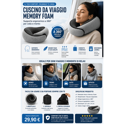 Cuscino da Viaggio Memory Foam – Supporto Collo Ergonomico 0ibj8a-wi cuscino-da-viaggio-memory-foam-supporto-collo-ergonomico aereo, auto, benessere, cura del corpo, cuscino a u, cuscino collo, cuscino memory foam, cuscino memory foam viaggio, CUSCINO VIAGGIO, ergonomico, lavabile, Neck Pillow, promo, relax, sfoderabile, smart working, supporto cervicale, Travel Pillow, treno, ufficio, viaggi lunghi