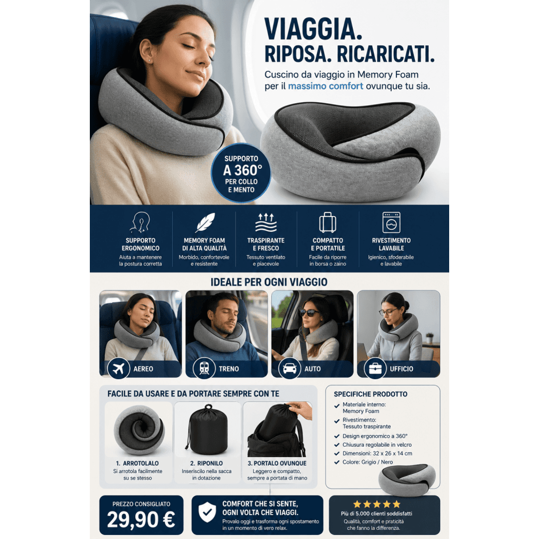 Cuscino da Viaggio Memory Foam – Supporto Collo Ergonomico 0ibj8a-wi cuscino-da-viaggio-memory-foam-supporto-collo-ergonomico aereo, auto, benessere, cura del corpo, cuscino a u, cuscino collo, cuscino memory foam, cuscino memory foam viaggio, CUSCINO VIAGGIO, ergonomico, lavabile, Neck Pillow, promo, relax, sfoderabile, smart working, supporto cervicale, Travel Pillow, treno, ufficio, viaggi lunghi