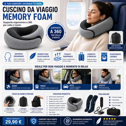 TravelRest™ AYCS supporto collo ergonomico per viaggi lunghi