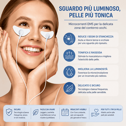SkinLift Pro™ AYCS Store – Design ergonomico e portatile. Dispositivo EMS bianco con controller rotondo e display digitale 19, telecomando nero, cavo USB, pad elettrodi a V. Kit completo su sfondo chiaro. Ricaricabile USB, leggero e compatto, ideale per uso quotidiano a casa e in viaggio