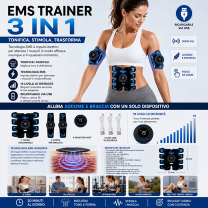 EMSculpt 3in1™ AYCS elettrostimolatore muscolare 3 in 1 per allenamento EMS