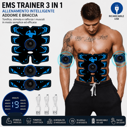 EMS Trainer Wireless 3 in 1 – Stimolatore Muscolare Ricaricabile USB 0ibj8a-wi ems-trainer-wireless-3-in-1-stimolatore-muscolare-ricaricabile-usb allenamento EMS, elettrostimolatore ricaricabile, stimolatore muscolare EMS, tonificazione muscolare casa, trainer addominale wireless