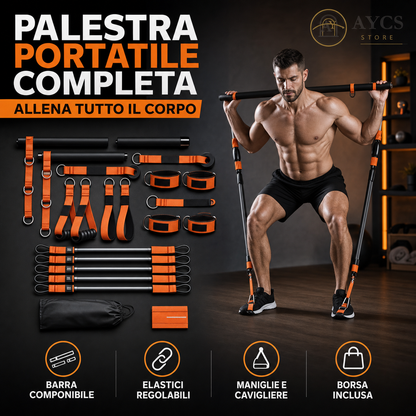 Set Bande di Resistenza per Yoga e Pilates – Barra Portatile e Kit Allenamento Completo