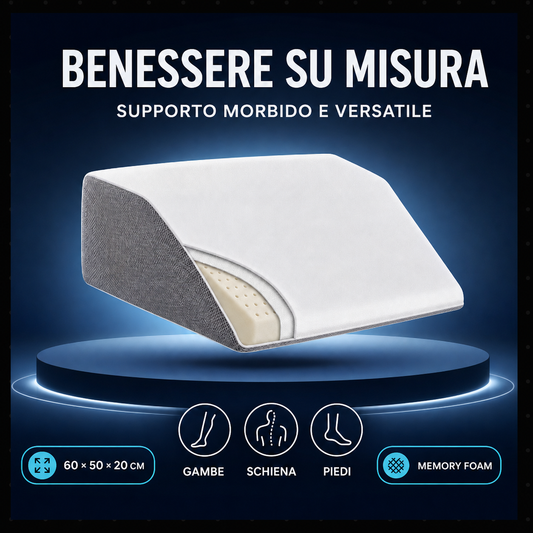 Cuscino a Cuneo per Gambe e Ginocchia – Supporto Ergonomico per Letto, Divano e Poltrona