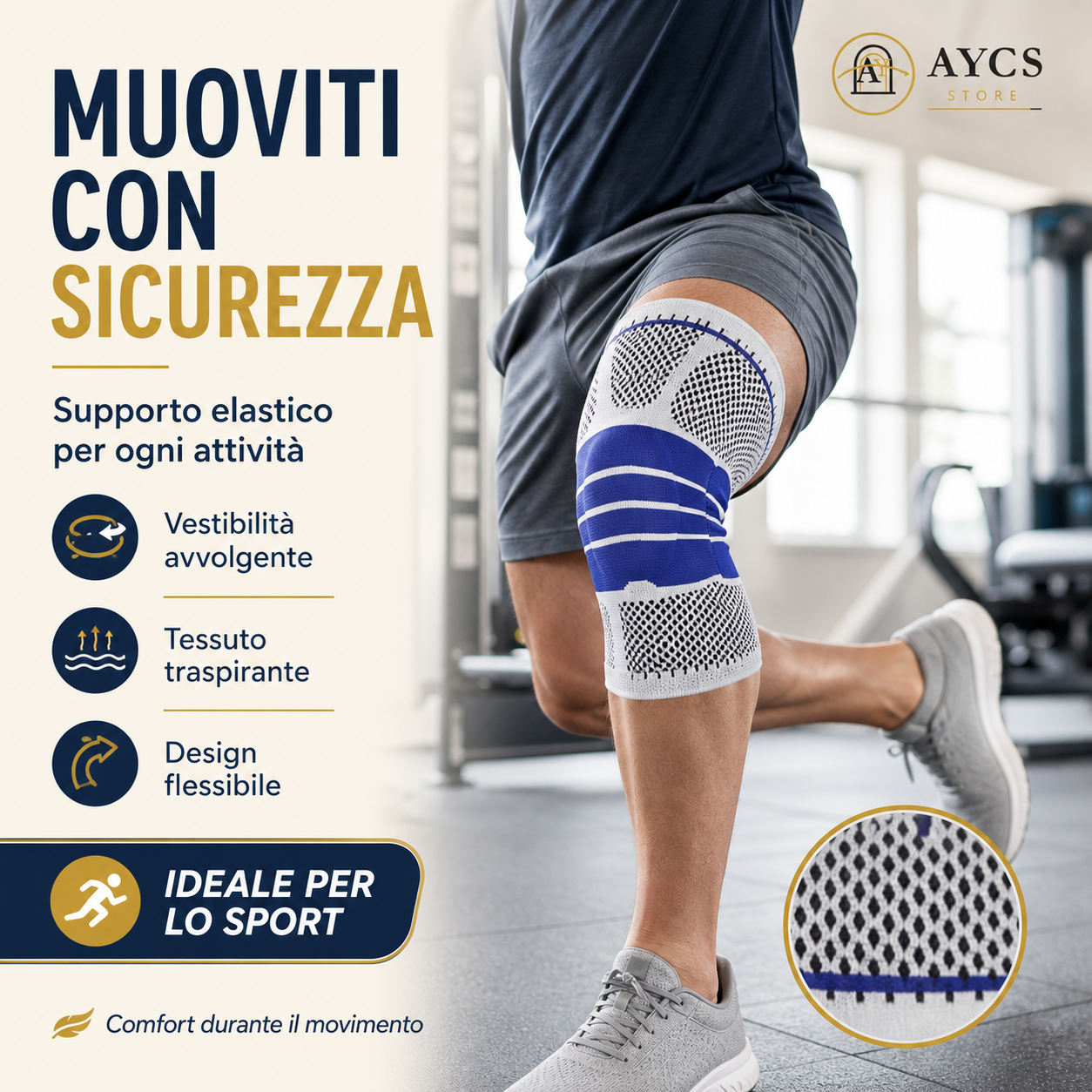Ginocchiera in Silicone con Zona Imbottita – Supporto Elastico per il Ginocchio