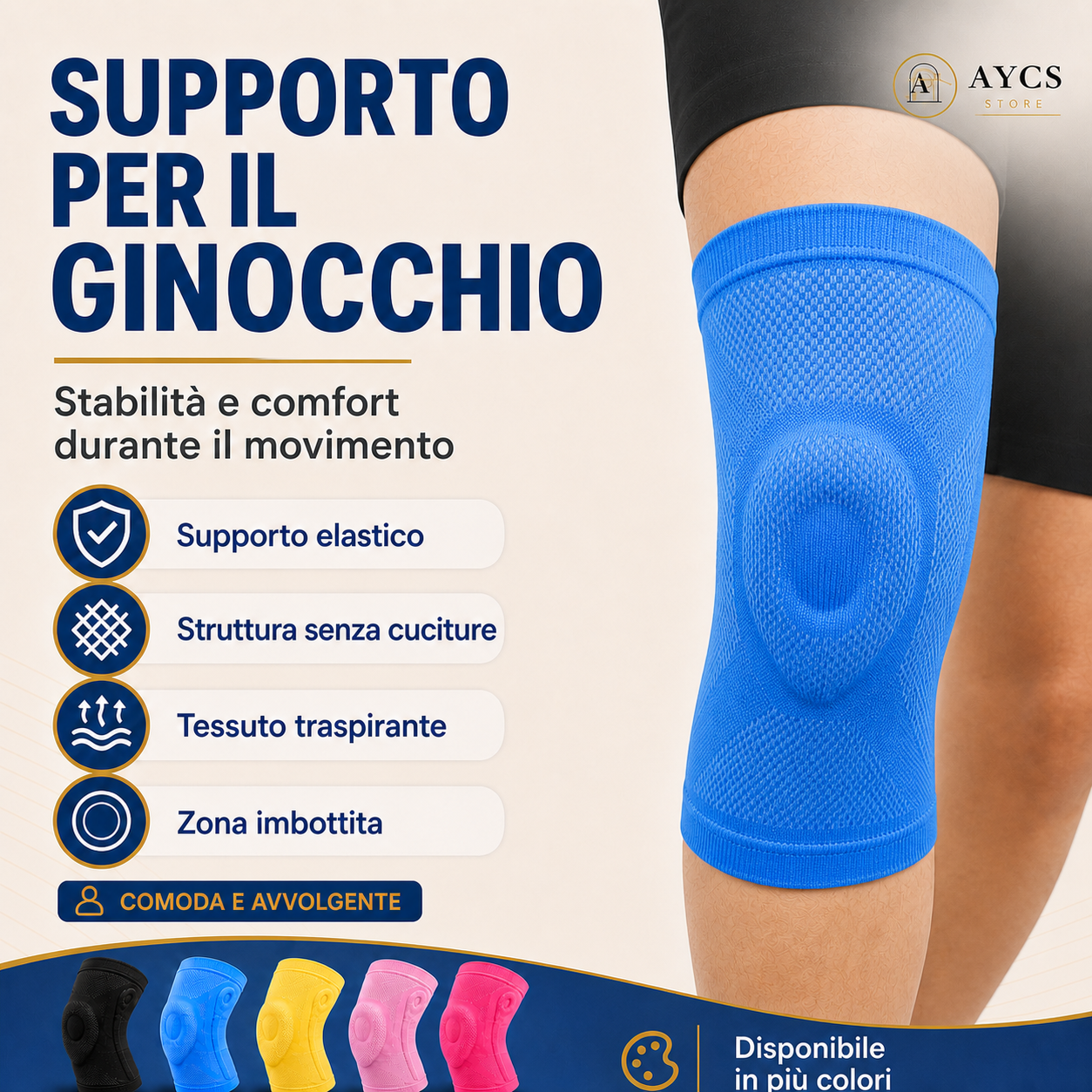 Ginocchiera in Silicone con Zona Imbottita – Supporto Elastico per il Ginocchio