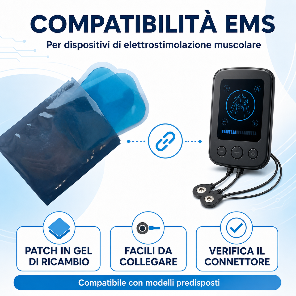Patch in Gel Adesivo di Ricambio per Kit EMS 3 in 1 – Confezione da 2