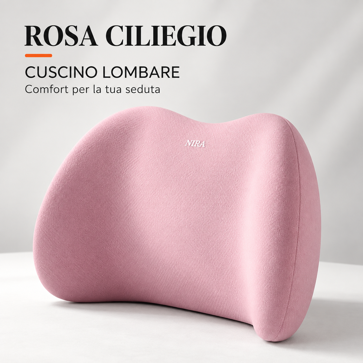 Cuscino lombare ergonomico rosa ciliegio in memory foam