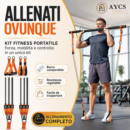 Set Bande di Resistenza per Yoga e Pilates – Barra Portatile e Kit Allenamento Completo