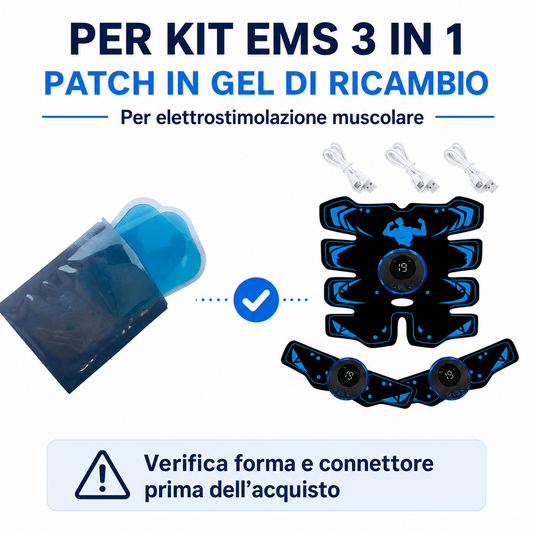 Patch in Gel Adesivo di Ricambio per Kit EMS 3 in 1 – Confezione da 2