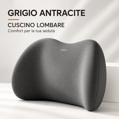 Cuscino lombare ergonomico grigio antracite in memory foam