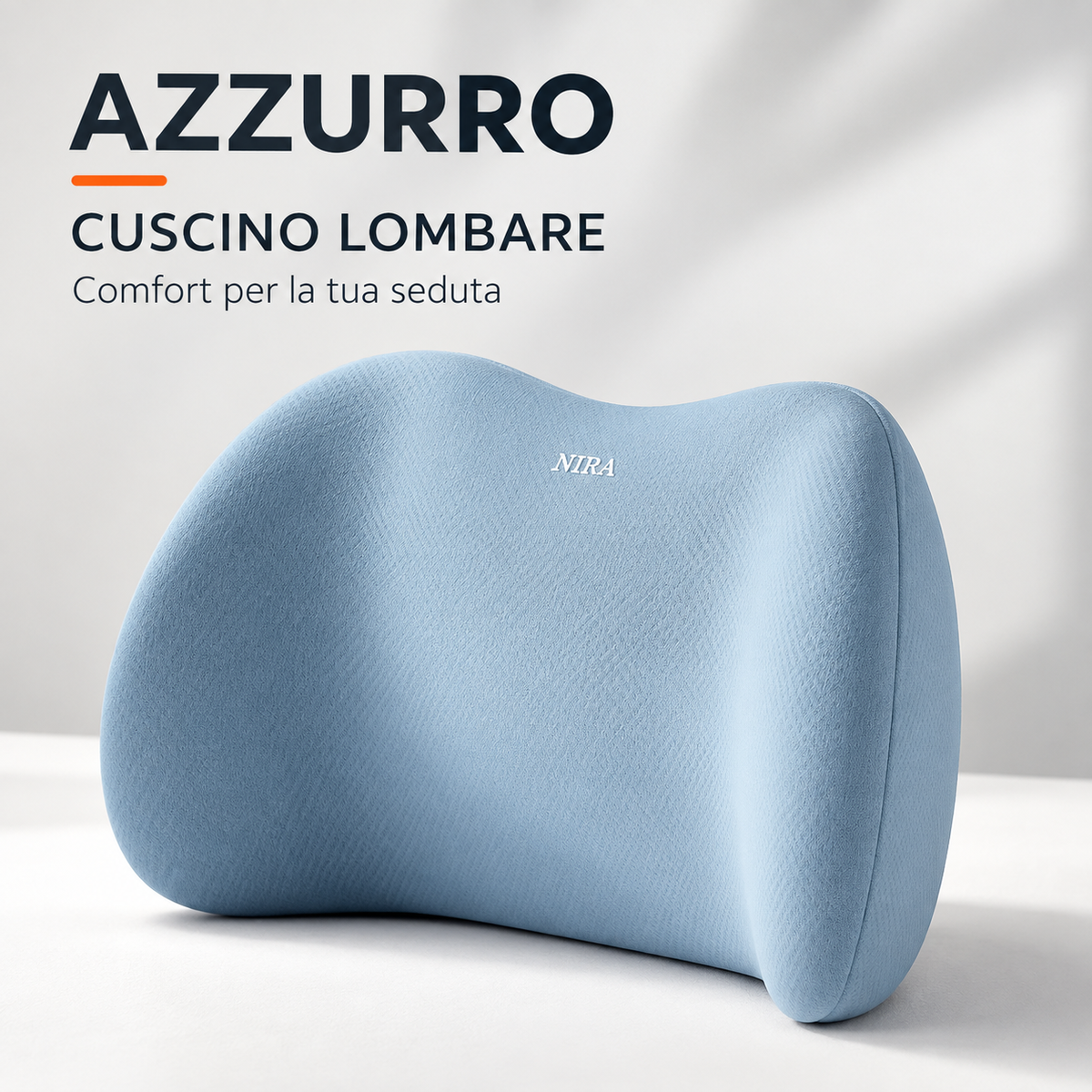 Cuscino lombare ergonomico azzurro in memory foam