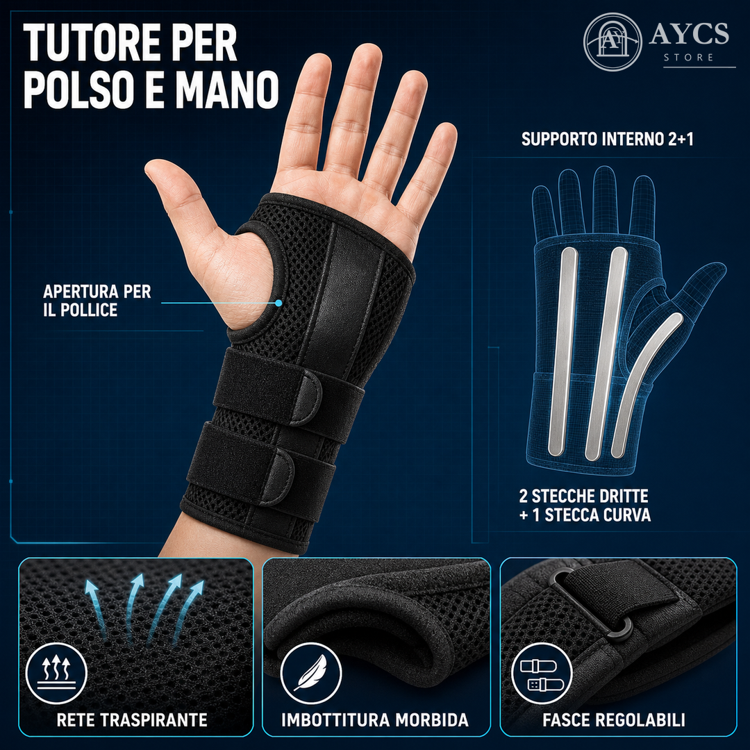 Tutore Stabilizzatore per Polso – Supporto per Tunnel Carpale, Tendinite e Artrite