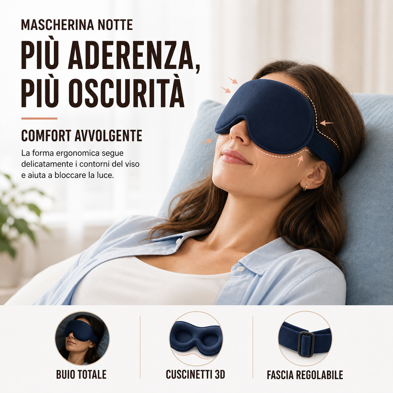 Vista frontale indossata — aderenza e buio totale