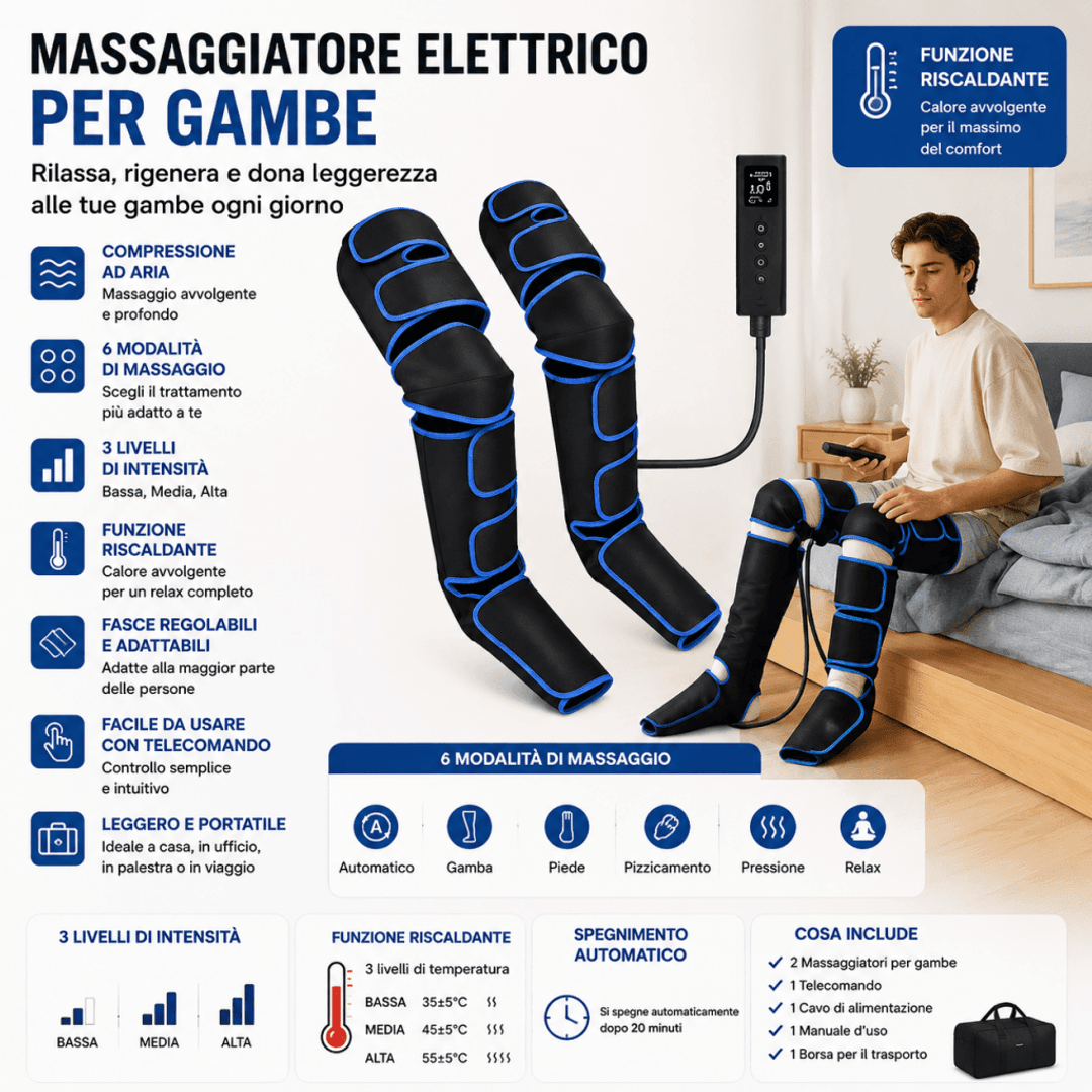 Massaggiatore Elettrico per Gambe con Compressione ad Aria e Calore 0ibj8a-wi massaggiatore-elettrico-per-gambe-con-compressione-ad-aria-e-calore circolazione gambe, compressione ad aria, fitness recovery, gambe pesanti, massaggiatore, massaggiatore elettrico, massaggiatore gambe con compressione, massaggiatore gambe riscaldante, massaggiatore per circolazione gambe, massaggiatore polpacci elettrico, massaggio gambe, massaggio riscaldante, recupero muscolare, rilassatore muscolare gambe, sport