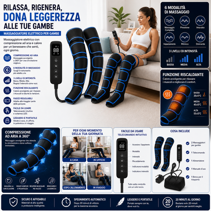 LegRelax Pro™ AYCS dispositivo compressione gambe 6 modalità recupero