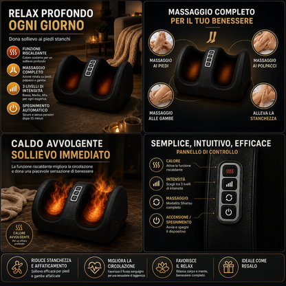 FootZen Shiatsu™ AYCS massaggiatore elettrico piedi e polpacci ergonomico