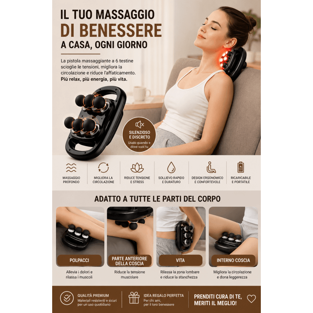 Pistola Massaggiante a 6 Teste – Massaggio Muscolare Profondo 0ibj8a-wi pistola-massaggiante-a-6-teste-massaggio-muscolare-profondo-aycs-store beauty tech, benessere, cervicale, cura del corpo, home wellness, massaggiatore, massaggio muscolare, pistola massaggianta, promo, recupero, recupero sportivo, relax muscolare, schiena, tensione muscolare, wellness